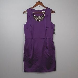 Sophia Christina Y2K Purple Satin Jewel Embellished Mini Sleeveless Dress